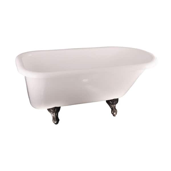 Barclay Products 5.6 ft. Acrylic Claw Foot Roll Top Tub in White with Black Feet