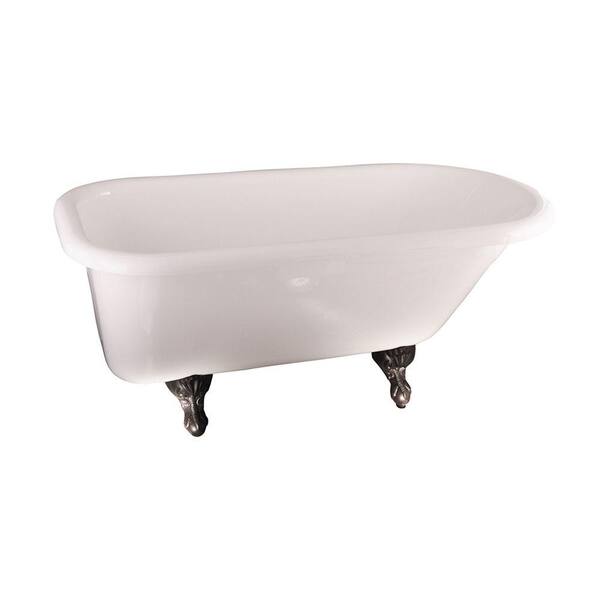 Barclay Products 5.6 ft. Acrylic Claw Foot Roll Top Tub in White with Oil Rubbed Bronze Feet