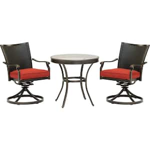 Traditions 3-Piece Wicker Outdoor Dining Set with Red Cushions