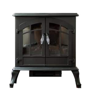 24.7 in. H Black Freestanding Portable High/Low Heat Wired Fire Stove with Manual Control, Bulb Flame Effect