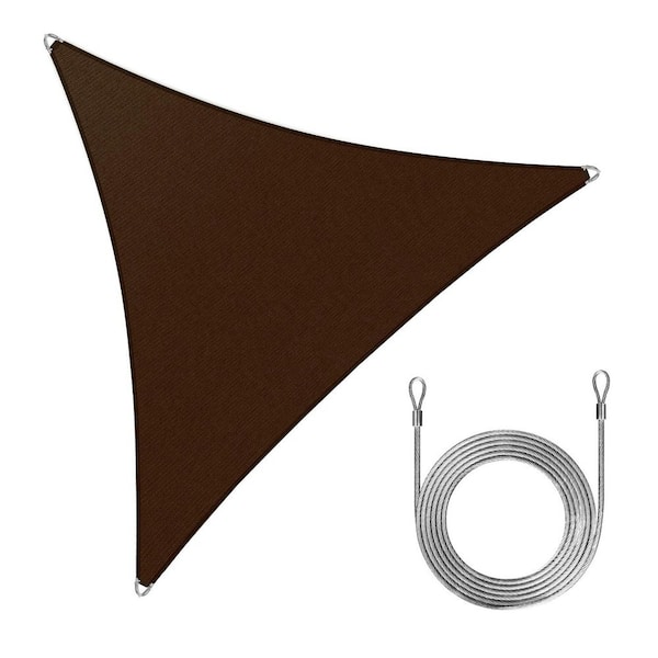 AMGO 18 ft. x 18 ft. x 18 ft. Triangle Pro Ring Sun Shade Sail with Rope-Brown