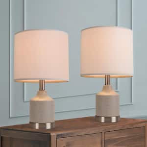 SIMPOL HOME 17.5in. White Indoor Ceramic Table Lamp (Set of 2) with Linen Shade for Bedroom Living Room Vintage Bedside