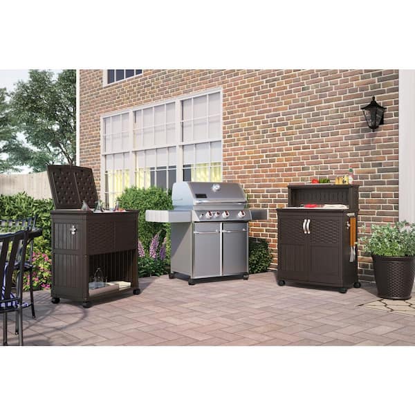 Suncast 47 Gal Patio Storage And Prep, Outdoor Patio Serving Station And Storage Cabinet