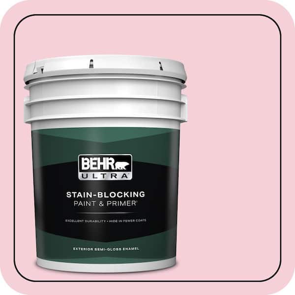 BEHR ULTRA 5 gal. #120C-1 April Blush Semi-Gloss Enamel Exterior Paint & Primer