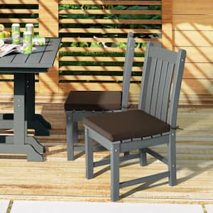 FadingFree (Set of 4) Outdoor Dining Square Patio Chair Seat Cushions with Ties, 16.5 in. x 15.5 in. x 1.5 in., Brown