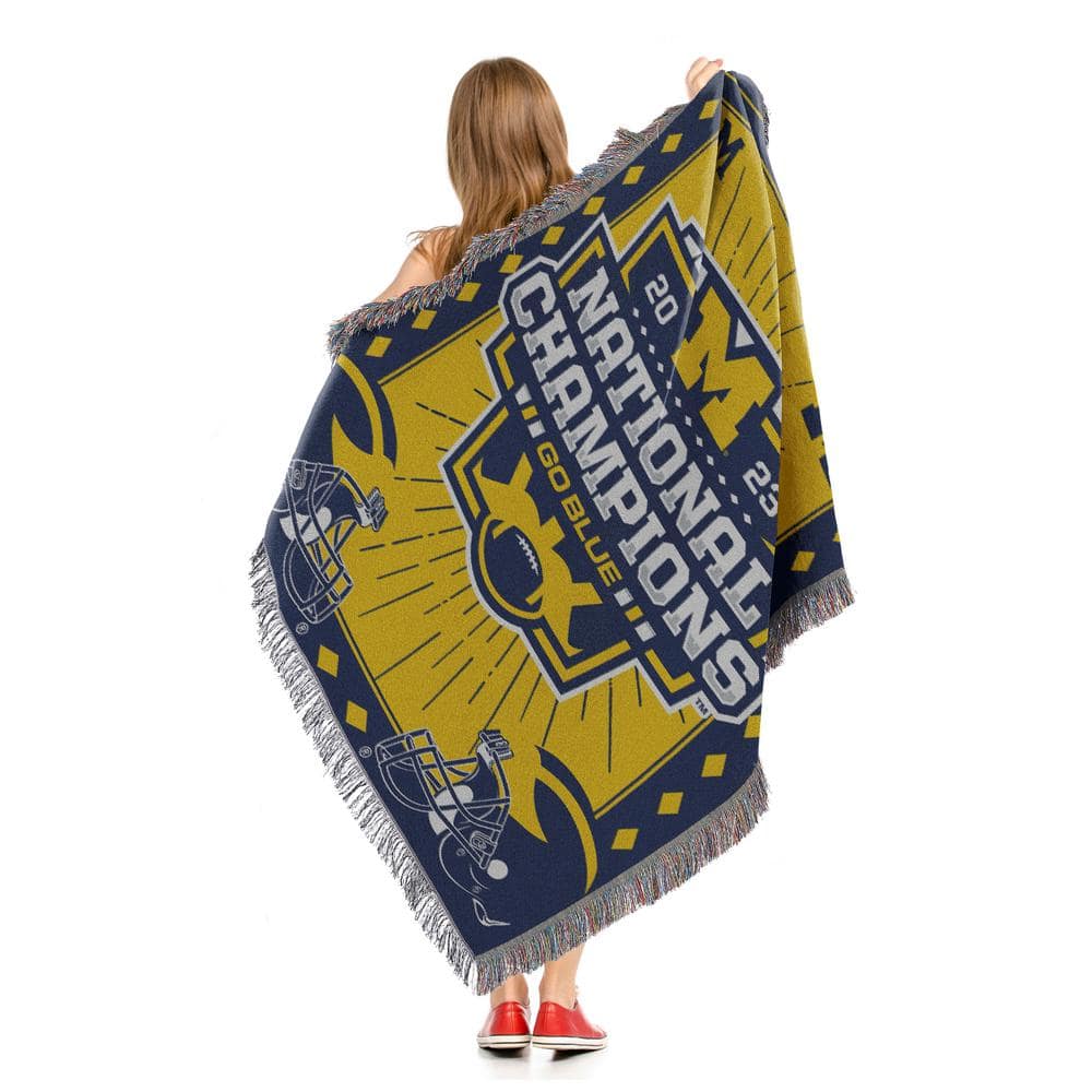 Michigan Wolverines 2023 National Champions Yellow and Blue Tapestry Throw