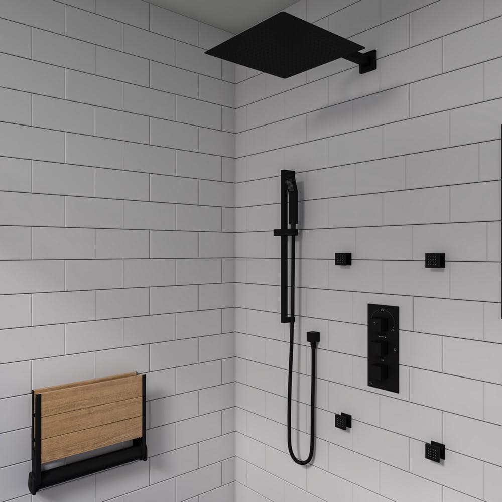 Black Matte Brass Adjustable Wall-Mounted Handshower Set