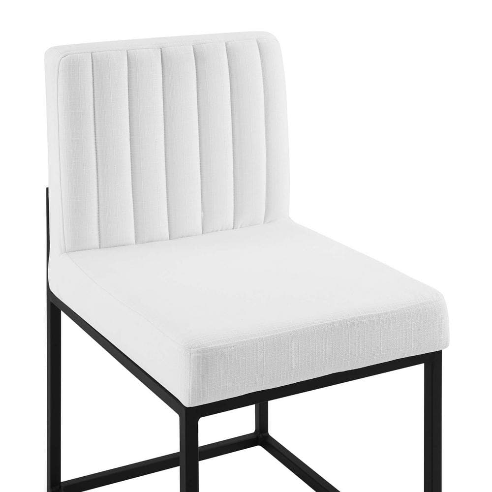 Black and White Channel Tufted Upholstered Dining Chair