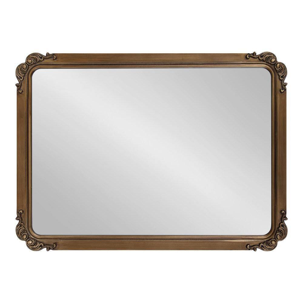 Elegant Ivette Gold Rectangular Mirror with Baroque Garland Detail, 25x35