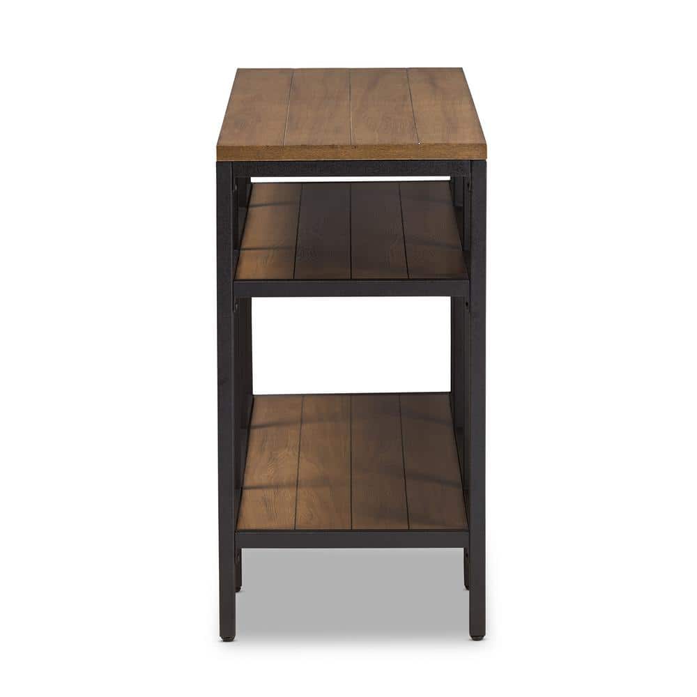 Caribou Oak Brown and Black Metal Rustic Industrial Console Table with Storage