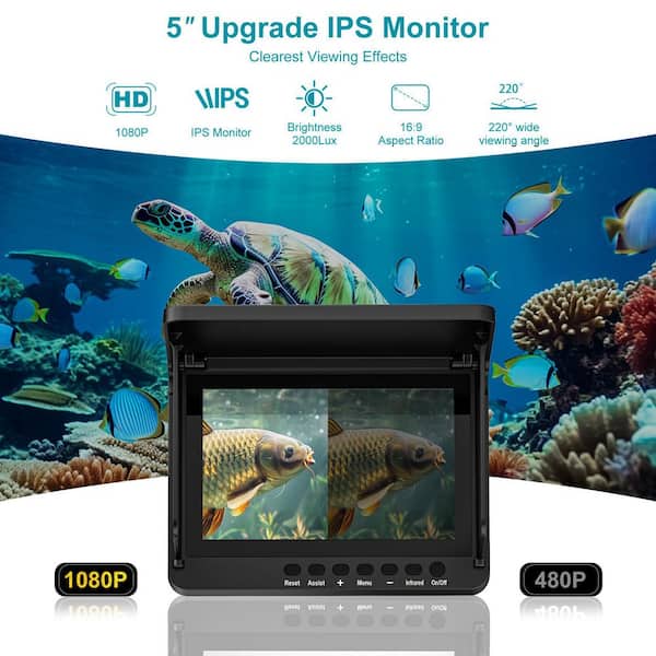 fish camera accessories Underwater Fishing for 7 Inch Finder 24 Pcs IR Infrared Lamp Bright White LED for Fish Discovery (Color : with 15m Cable) : Electronics The Fishing camera lens design has two LED green lights Underwater Fishing Camera 49FT,Waterproof IP68