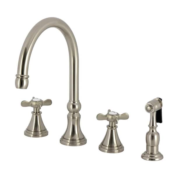 Essex 2-Handle Deck Mount Standard Kitchen Faucet in Brushed Nickel