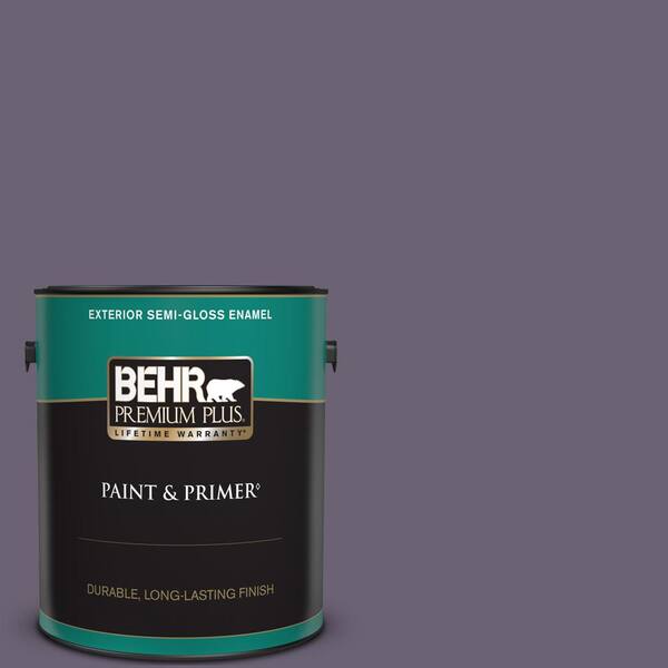 BEHR PREMIUM PLUS 1 gal. #ICC-109 Iris Petal Semi-Gloss Enamel Exterior Paint & Primer