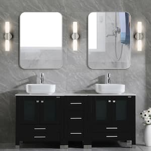 16.4 in. 2-Light Brushed Nickel Modern/Contemporary ADA Bathroom Vanity Light Bar with White Opal Glass