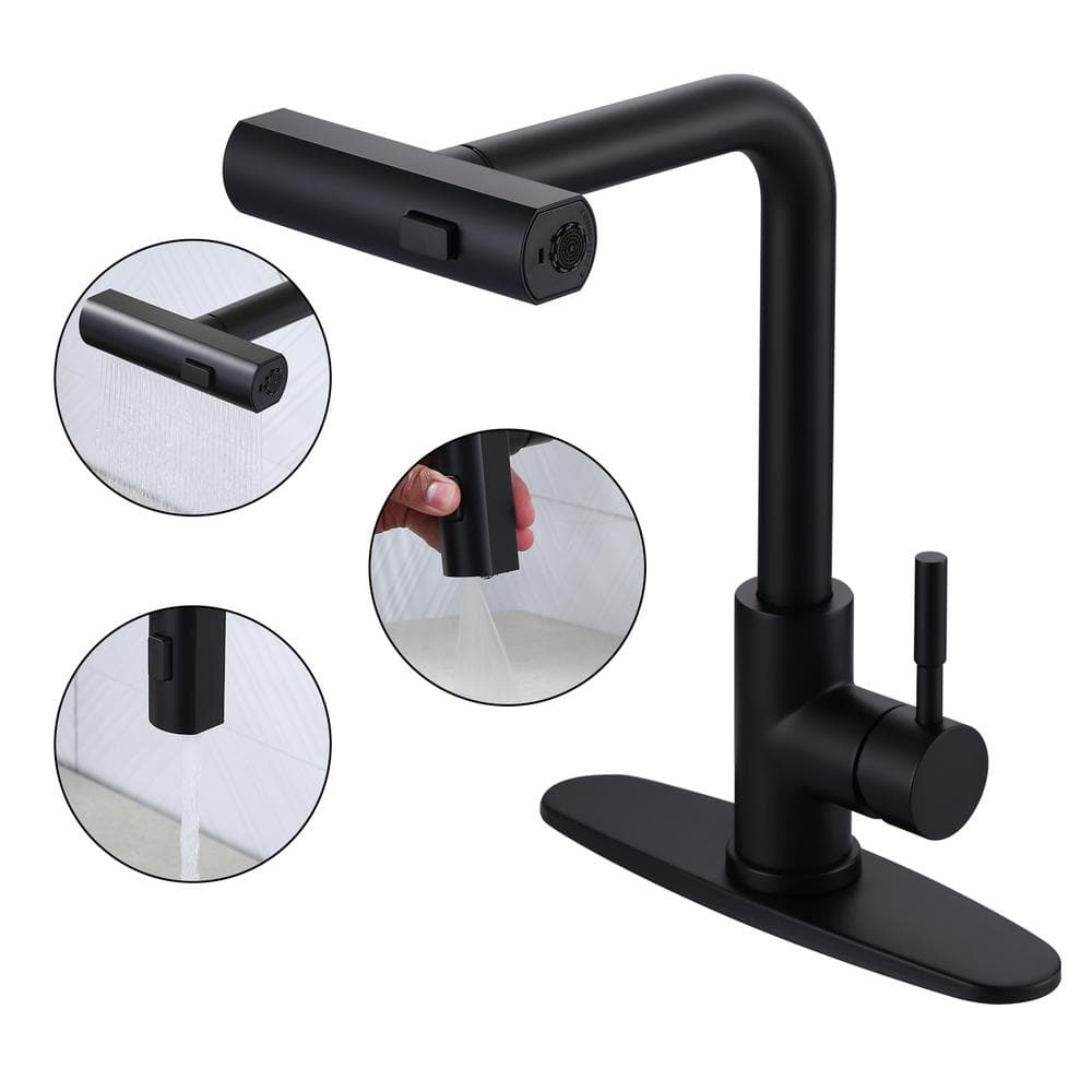 Matte Black Stainless Steel Pull Down Kitchen Faucet with Spray
