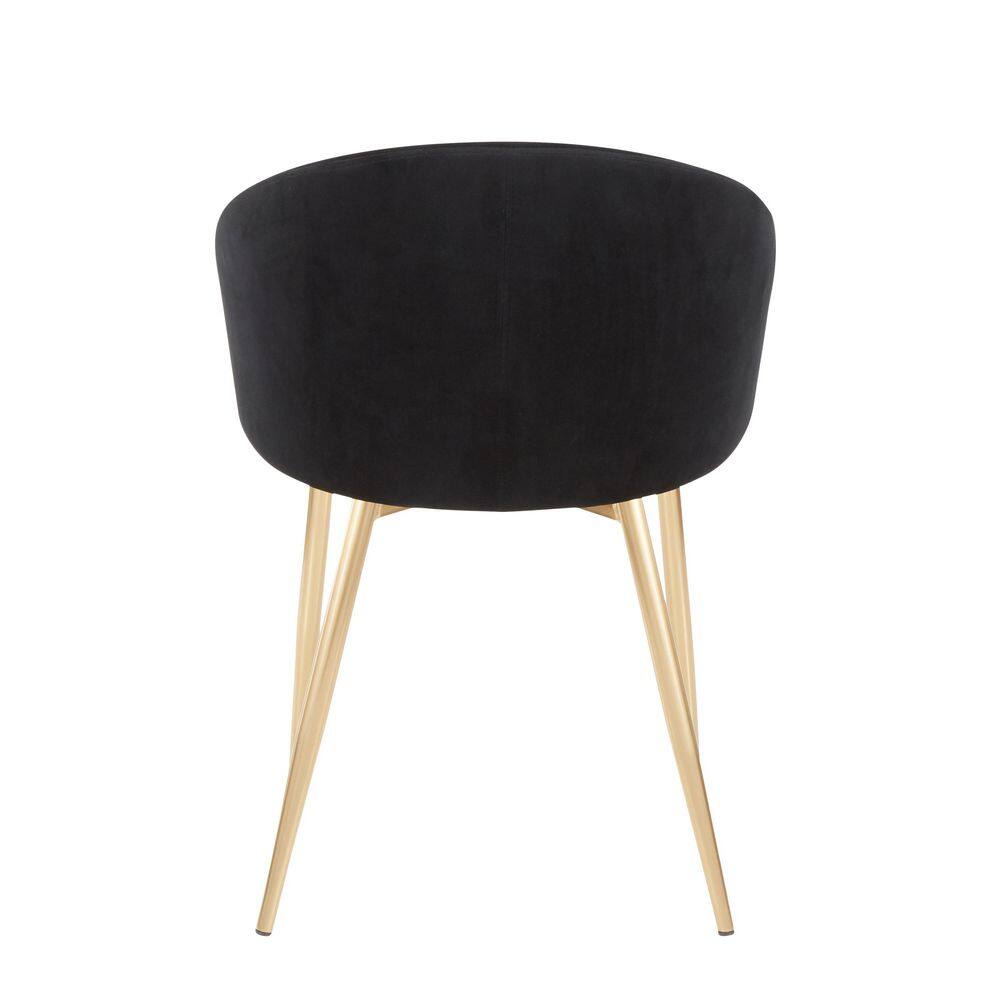 Elegant Black Velvet and Gold Metal Contemporary Dining Chair