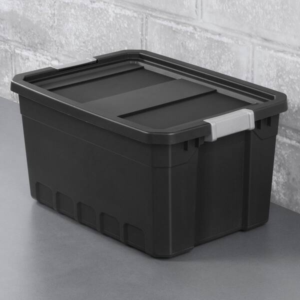 19 Gal. Plastic Durable Storage Bin with Lid in Black (2-Pack) bin-395 -  The Home Depot