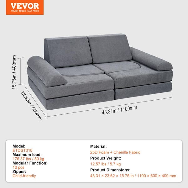 VEVOR Kids Couch,10 Piece Modular Kids Play Couch,Toddler VEVOR Kids Couch,10 Piece Modular Kids Play Couch,Toddler