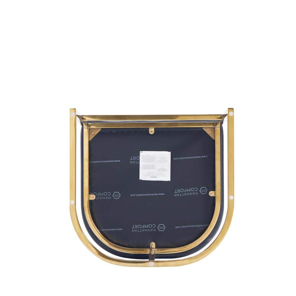 Black Leather and Gold Metal Curved Counter Stool