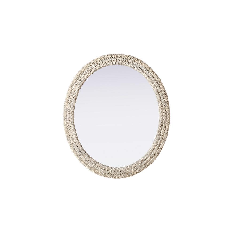 Timeless Home Linen White 36 in. W x 42 in. H Cornhusk Wall Mirror