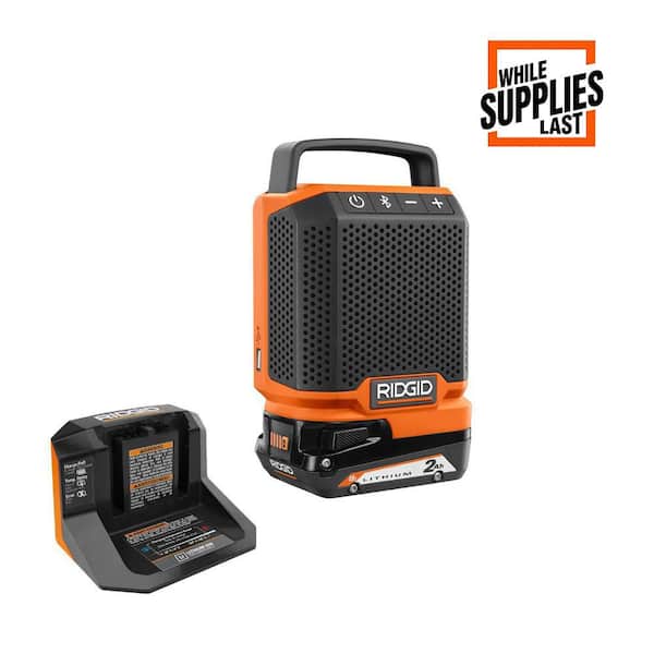 18V Cordless Speaker with Bluetooth Technology, 2.0 Ah Battery, and Charger