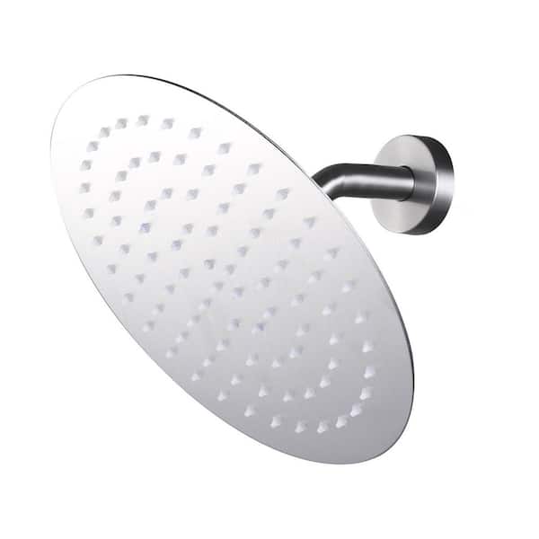 VEVETTA 1-Spray Patterns with 1.75 GPM 12 in. Wall Mount Rain Fixed Shower Head in Brushed Nickel