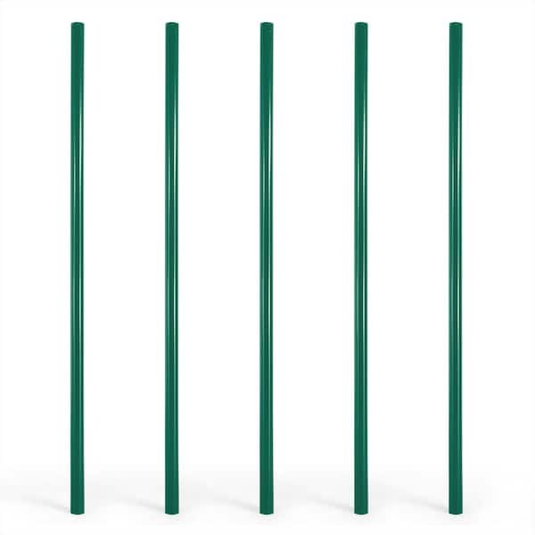 Green Galvanized 2-3/8 in. x 2-3/8 in. x 7 ft. Steel Corner Chain Link Fence Terminal Post (5 pack)