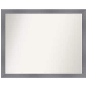 Edwin Grey 30.5 in. x 24.5 in. Non-Beveled Casual Rectangle Wood Framed Bathroom Wall Mirror in Gray