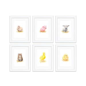 "Barnyard Littles" by Alyssa Lewis Set of Six White Framed with Mat Animal Art Prints 20 in. x 16 in.