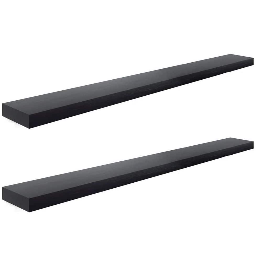 48 in. W x 6.5 in. D Black Floating Shelf Solid Wood Decorative Wall Shelf 