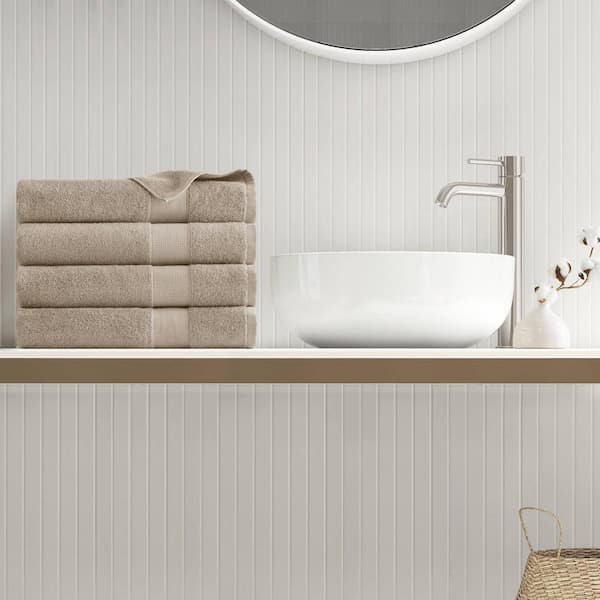 510 Design Premium Turkish Cotton 4-Piece Beige Solid Bath Towel Set