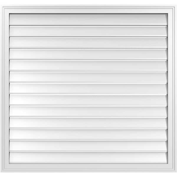 Ekena Millwork 42 in. x 40 in. Vertical Surface Mount PVC Gable Vent: Functional with Brickmould Frame
