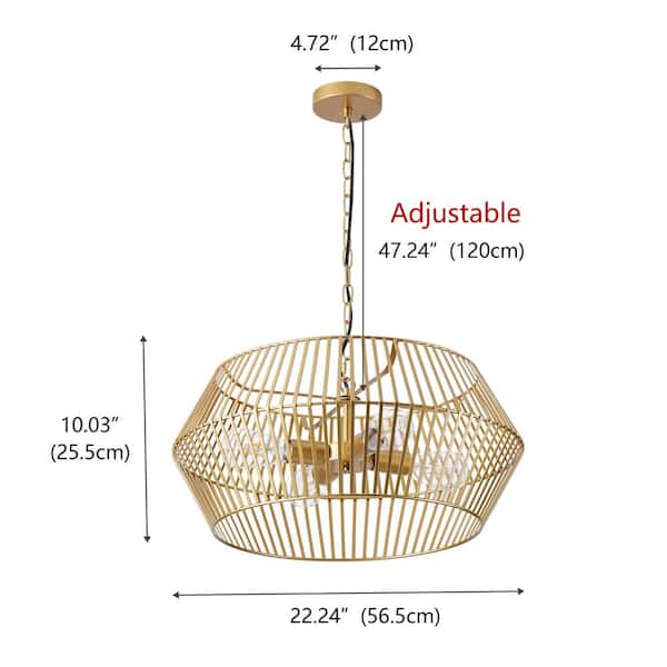 aiwen Modern 40-Watt 1-Light Gold Geometric Integrated LED Chandelier with  Irregular Ring Lights DDL-883GD - The Home Depot