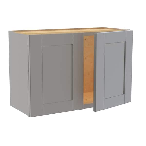 Home Decorators Collection Washington Veiled Gray Plywood Shaker Assembled Wall Kitchen Cabinet Soft Close 27 W in. 12 D in. 18 in. H