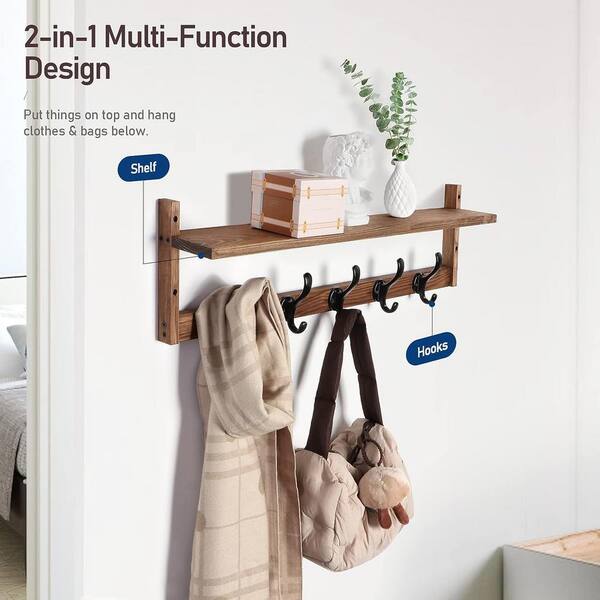 Cubilan 29 in. W x 4.5 in. D Rustic Brown Decorative Wall Shelf, Coat Rack  Wall Mount with Shelf M1123G35 - The Home Depot