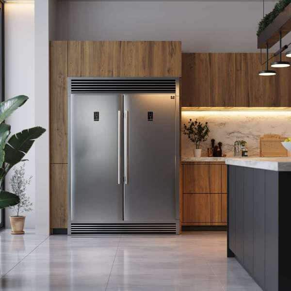 Stainless Steel 60" Side-by-Side Refrigerator with Ice Maker