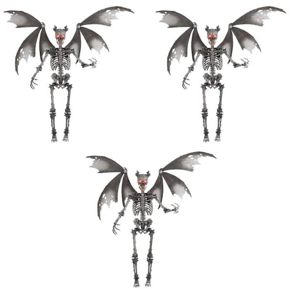 3-Pack 5 ft. Grave & Bones LED Ultra Pose-N-Stay Skeleton Demon