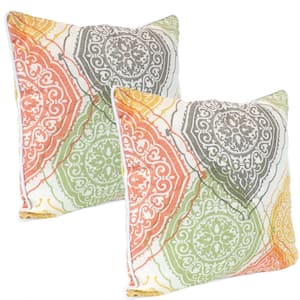 16 in. Damask Mandalas Outdoor Throw Pillows (Set of 2)