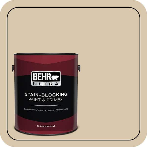 BEHR ULTRA 1 gal. #ECC-54-1 New Khaki Flat Exterior Paint & Primer