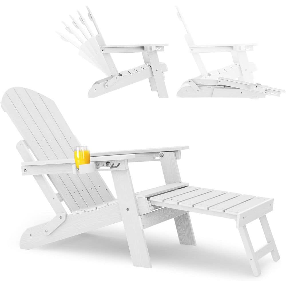 Mximu White Outdoor Weather Resistant Folding Adirondack Chair