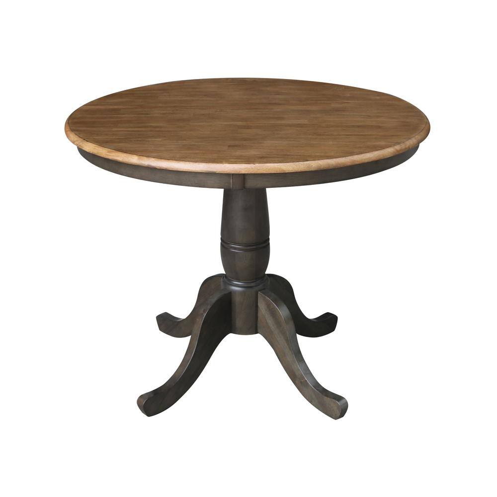 36" Hickory and Washed Coal Solid Wood Dining Set with 2 Chairs