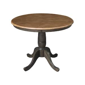 Hickory/Coal 36 in. Round Solid Wood Dining Table