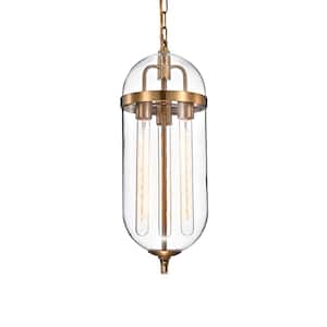 Winslett 3-Light Natural Brass Modern Pendant with Clear Glass Capsule Shade
