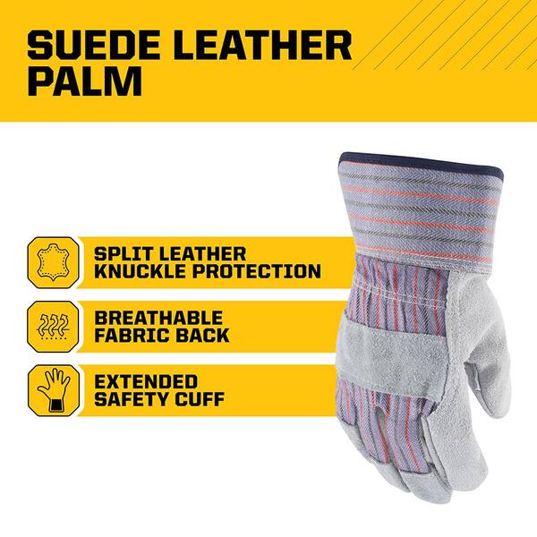 FIRM GRIP Large Suede Leather Palm General Purpose Gloves (4-Pack