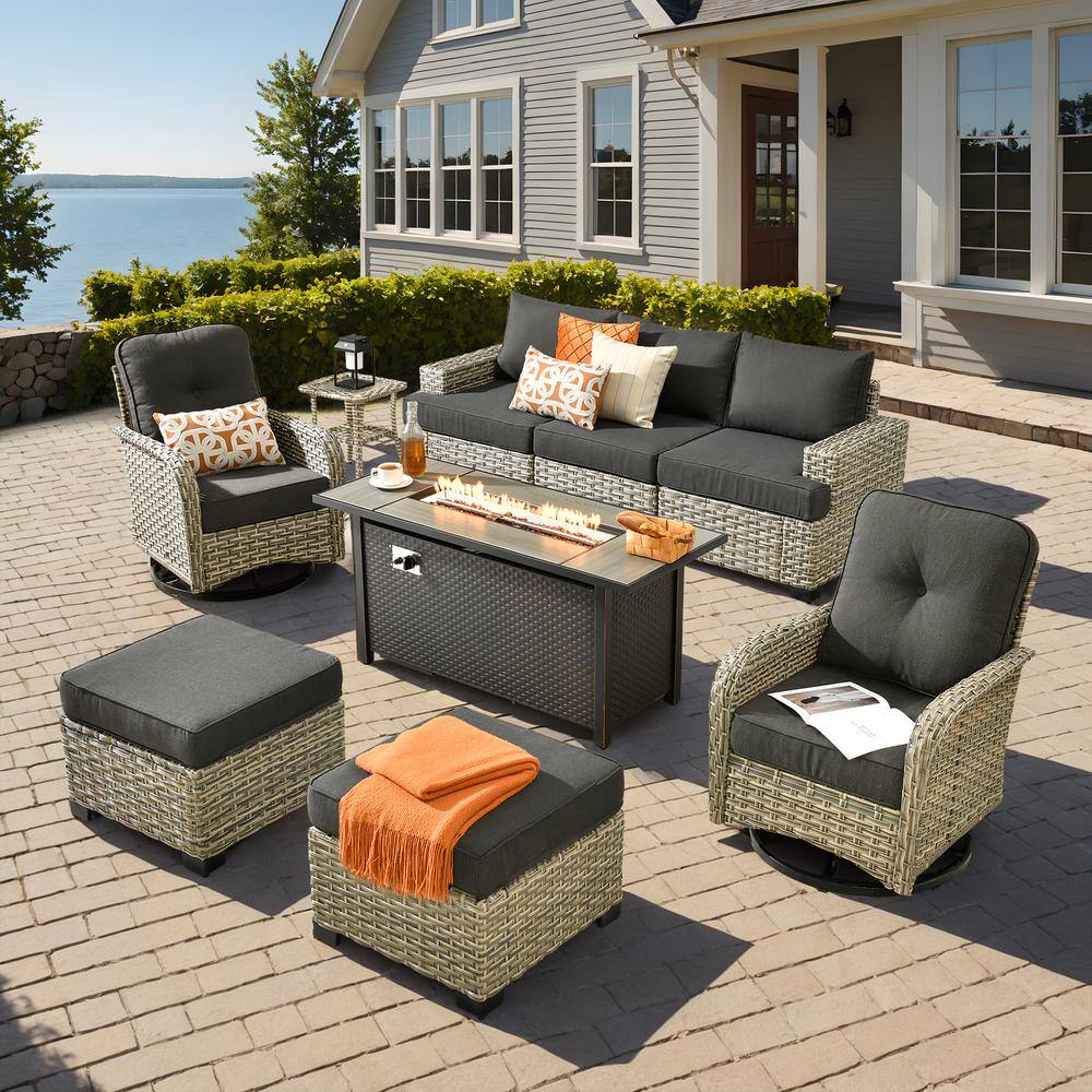 Reviews for HOOOWOOO Kelleys 9Piece Wicker Modern Outdoor Patio Fire