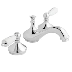 Teapot 8 in. Widespread Double-Handle Low-Arc Bathroom Faucet in Polished Chrome