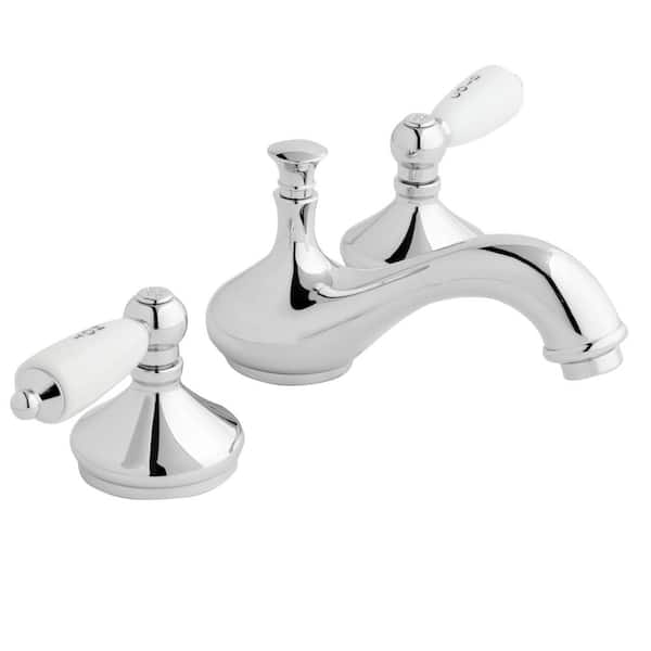 Glacier Bay Teapot 8 in. Widespread Double-Handle Low-Arc Bathroom Faucet in Polished Chrome