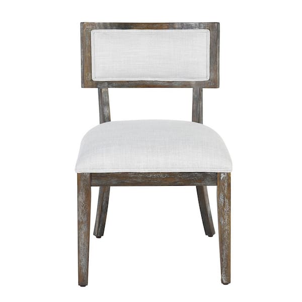 Spaco Beige Linen Fabric Upholstered Dining Chair with Solid Rubber Wood (Set of 2)
