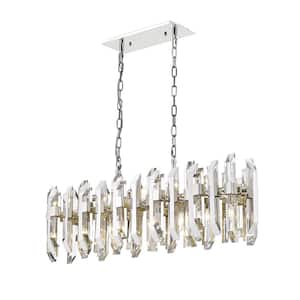Bova 11-Light Polished Nickel Chandelier with Crystal Shade