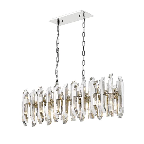 Unbranded Bova 11-Light Polished Nickel Chandelier with Crystal Shade